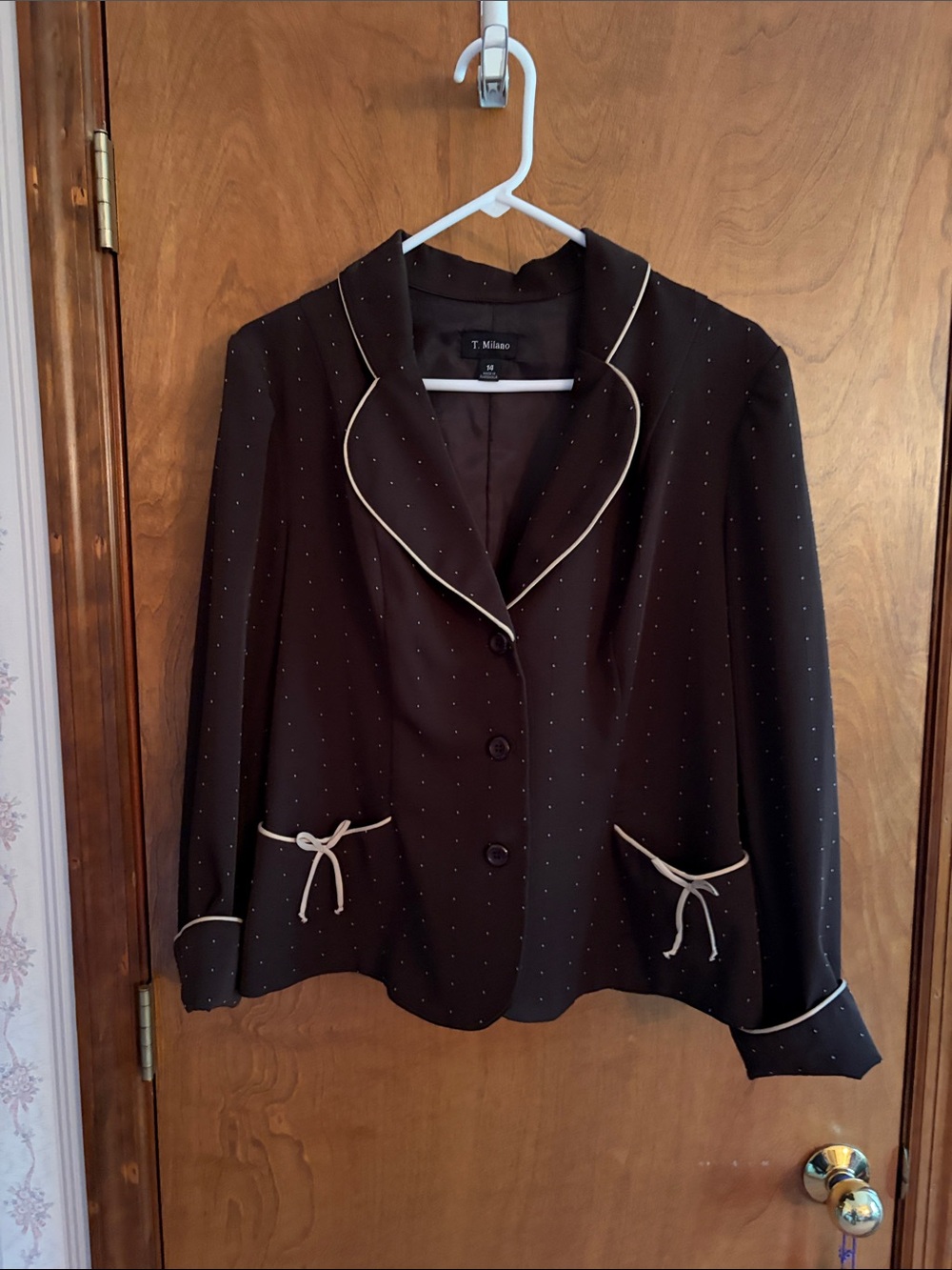Milano Black Jacket with Cream Piping and Bow Trim